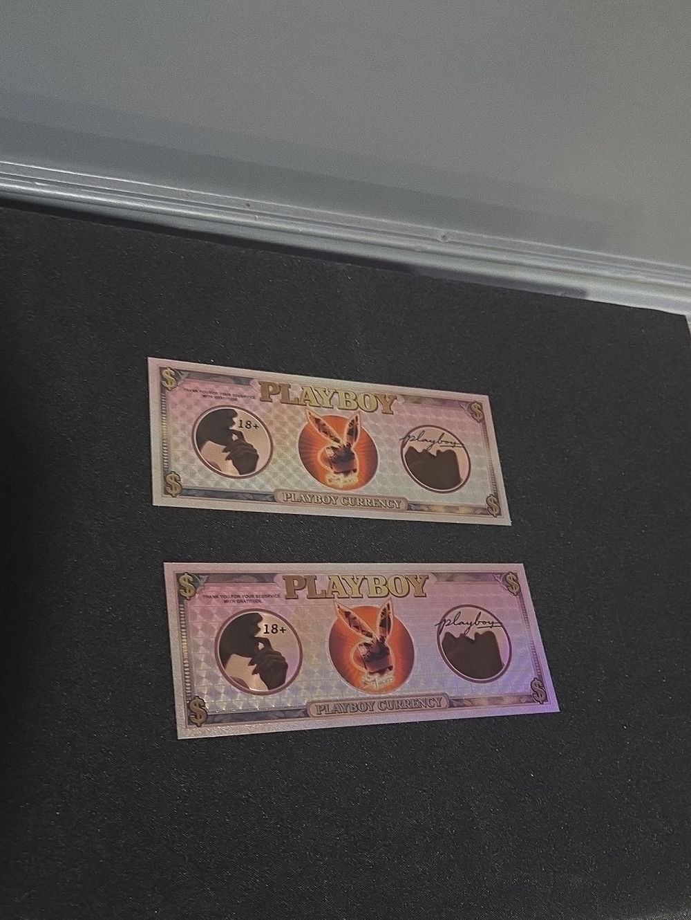 PLAYBOY Holographic Novelty Bills in Pink and Gold